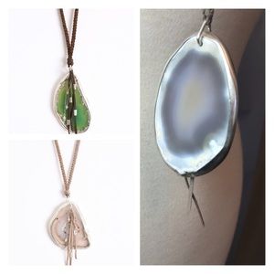 SALE Chan Luu Blue Gray Agate Pendent Necklace New